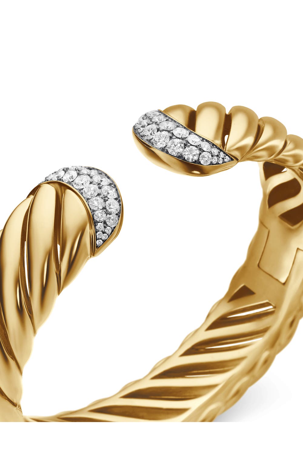 Sculpted Cable 18k Gold & Pavé Diamond Cuff Bracelet, image 6 of 6