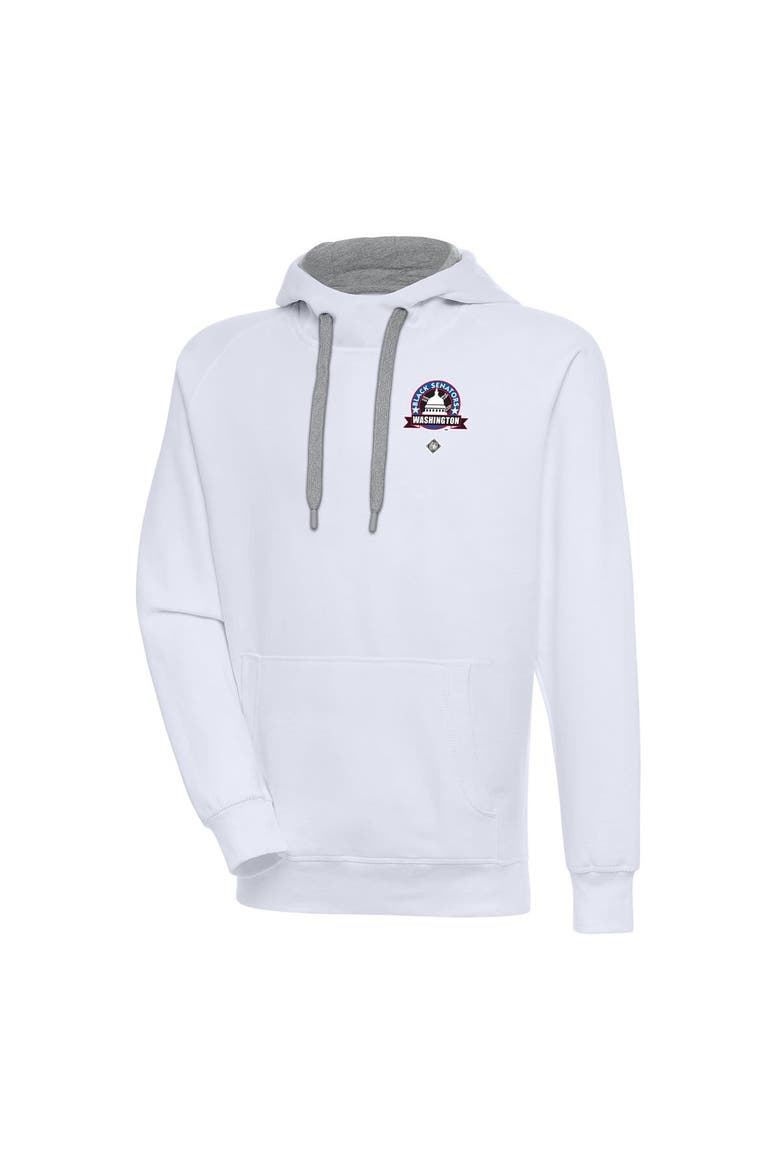 Men's Antigua White Washington Black Senators Victory Pullover Hoodie, Alternate, color, White