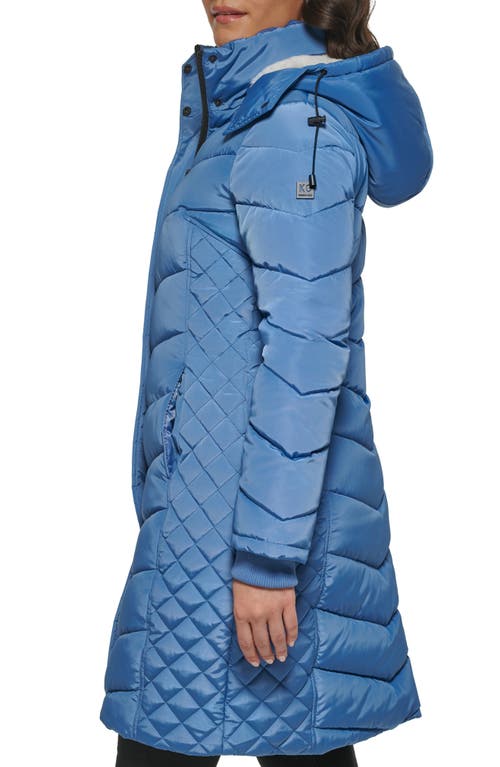 Kenneth Cole New York Heavyweight Fleece Lined Hood Quilted Puffer Jacket In Shale