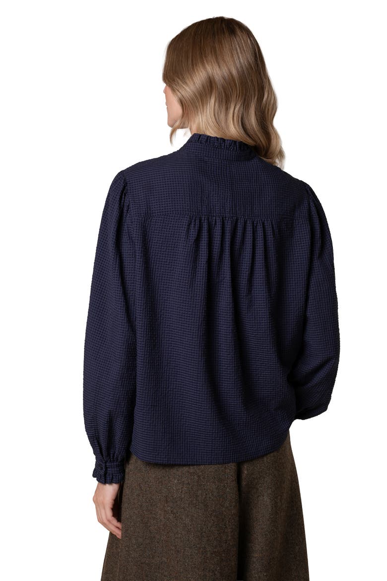 Textured Frill Collar Blouse, Alternate, color, Dark Navy