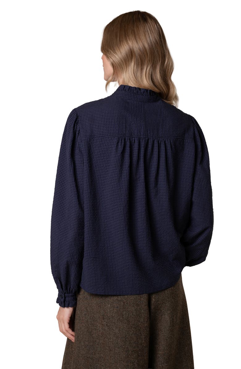 Celtic & Co. Textured Frill Collar Blouse, Alternate, color, Dark Navy