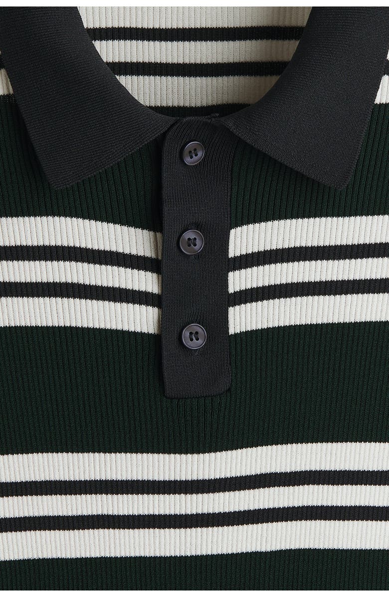 H&M Slim Fit Polo Shirt, Alternate, color, Dark Green/Striped