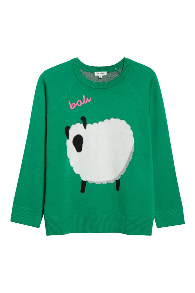 Marty Sheep Raglan Sweater, Alternate, color, GREEN-WHITE