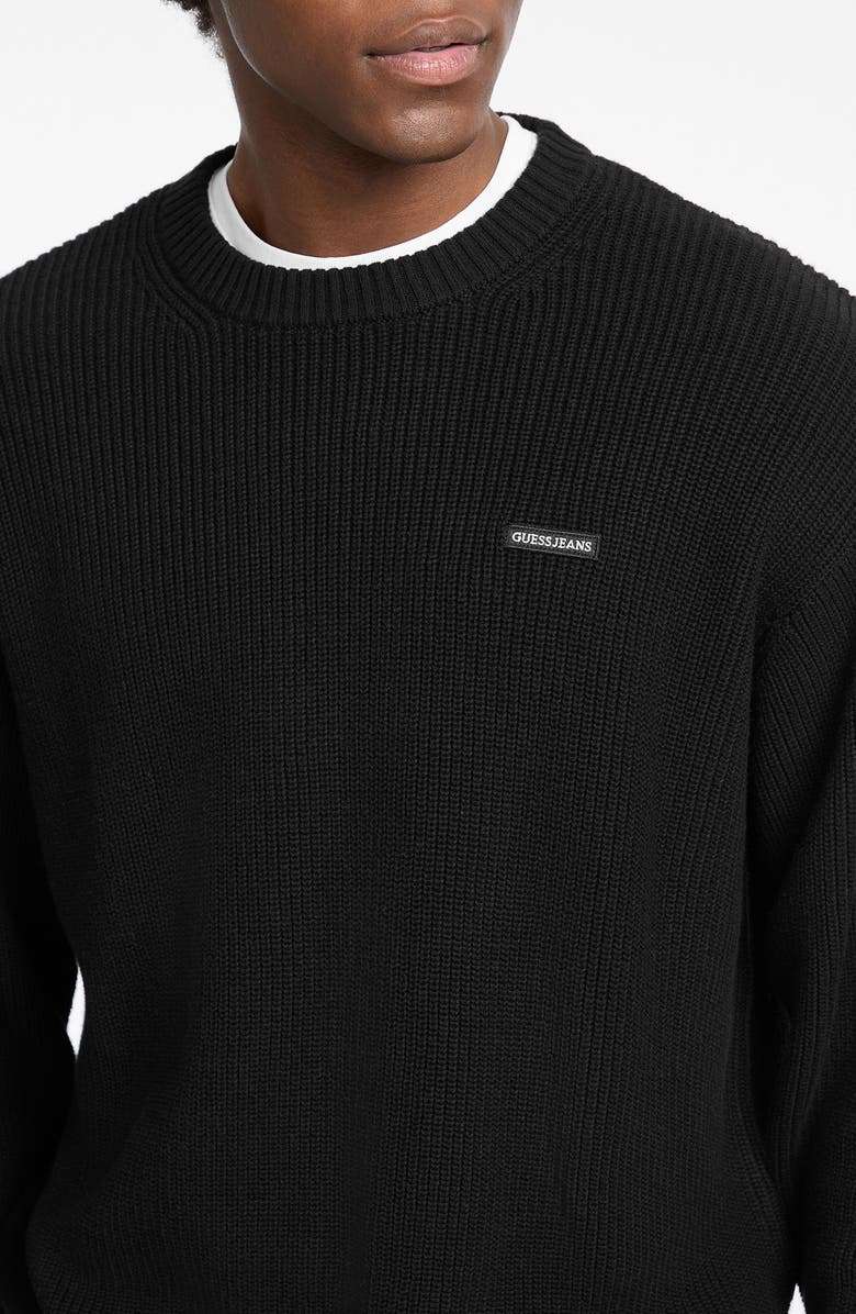 GUESS JEANS Logo Patch Organic Cotton Sweater, Alternate, color, Jet Black