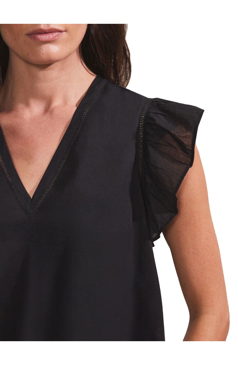 Ro&Zo Cotton Frill Sleeve Top, Alternate, color, Black