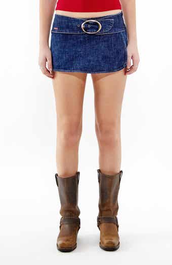 Missy Belted Low Rise Denim Miniskort