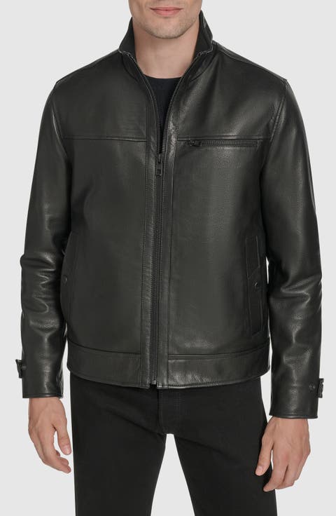 Stand Collar Leather Jacket