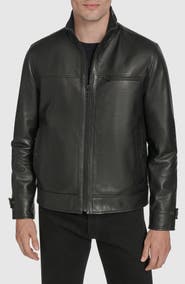 Andrew Marc Stand Collar Leather Jacket