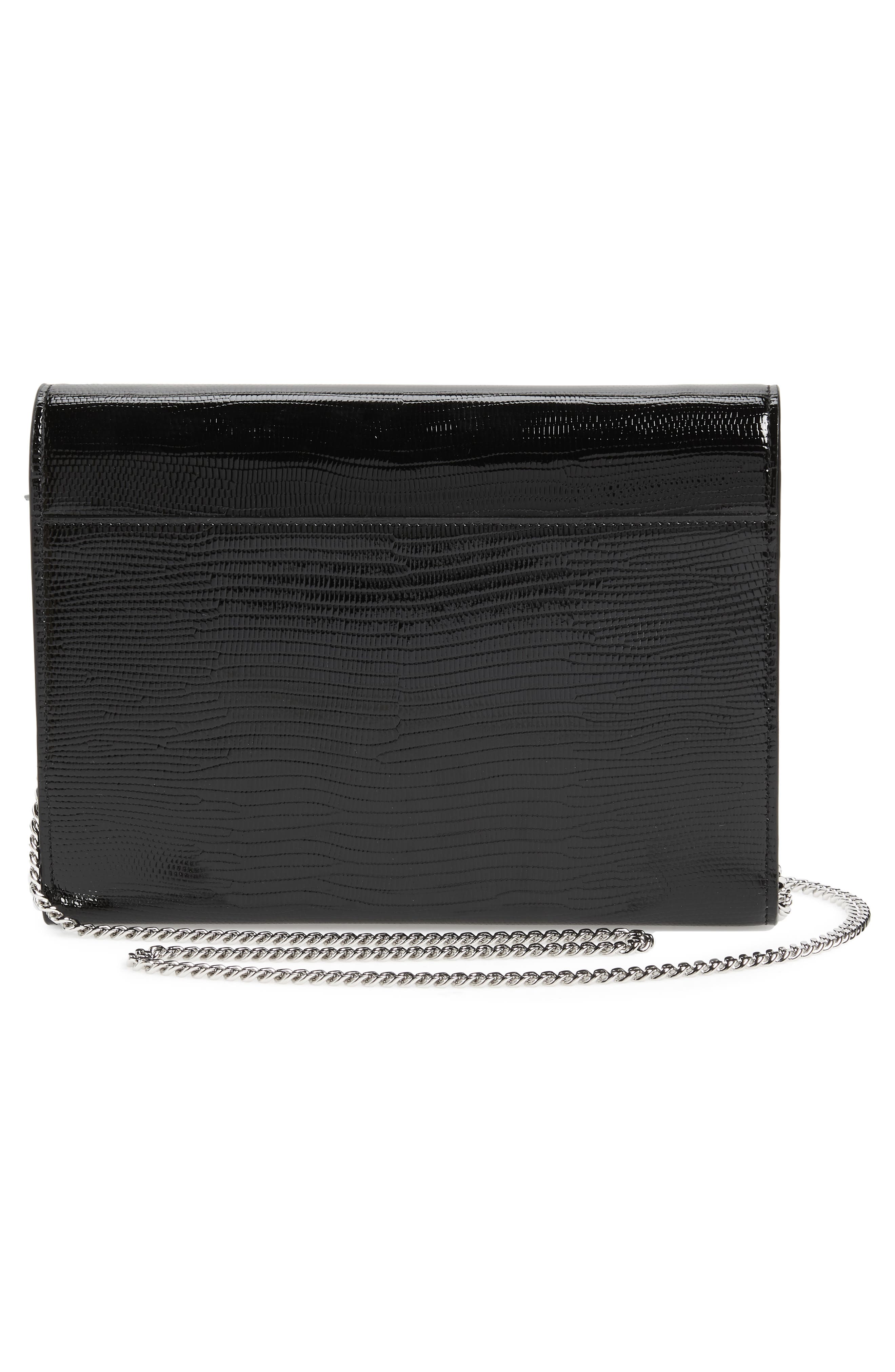 Cassandra Reptile Embossed Calfskin Wallet on a Chain, Alternate, color, NERO/ ROUGE LEGION