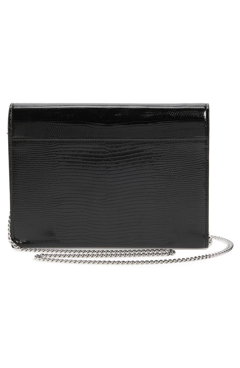 Saint Laurent Cassandra Reptile Embossed Calfskin Wallet on a Chain, Alternate, color,