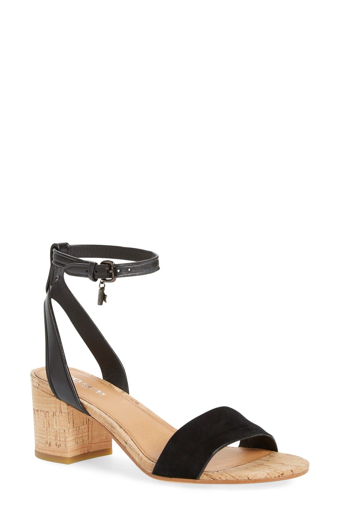 COACH 'Thompson' Block Heel Ankle Strap Sandal, Main, color, 