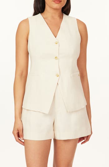Scotch & Soda Washed Longline Vest In Neutral