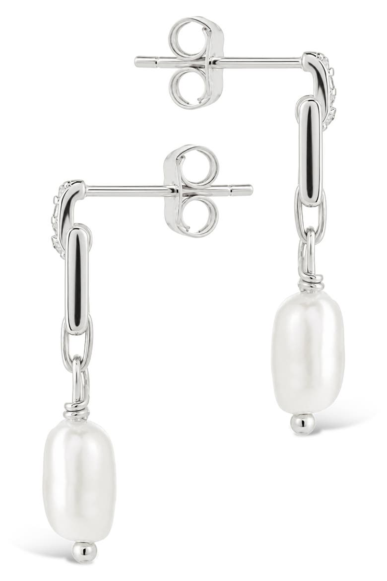 Cecelia Faux Pearl & Cubic Zirconia Drop Earrings, Alternate, color, SILVER/ WHITE