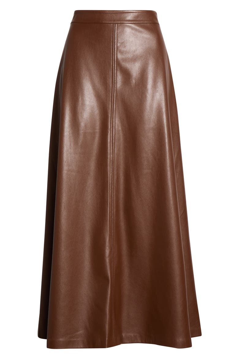Faux Leather A-Line Midi Skirt, Alternate, color, PINE FORREST 276