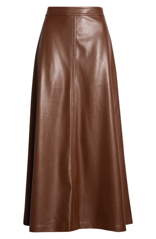 Vince Camuto Faux Leather A-line Midi Skirt In Brown