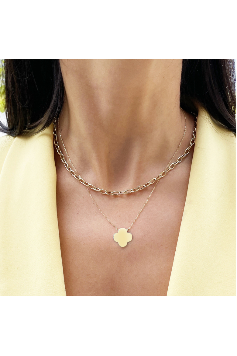 Extra Large Gold Single Clover Necklace, Alternate, color, Gold