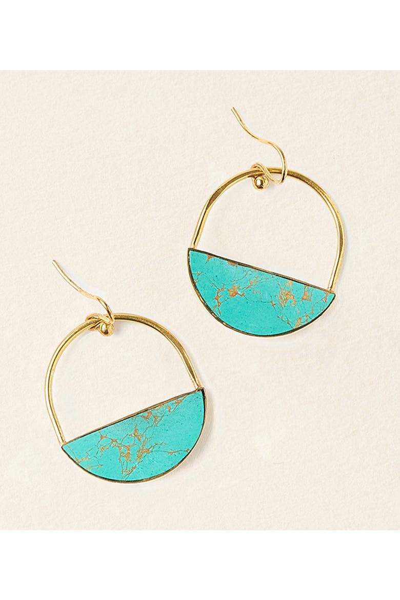 Sandhya Reconstituted Stone Hoop Drop Earrings, Main, color, Turquoise