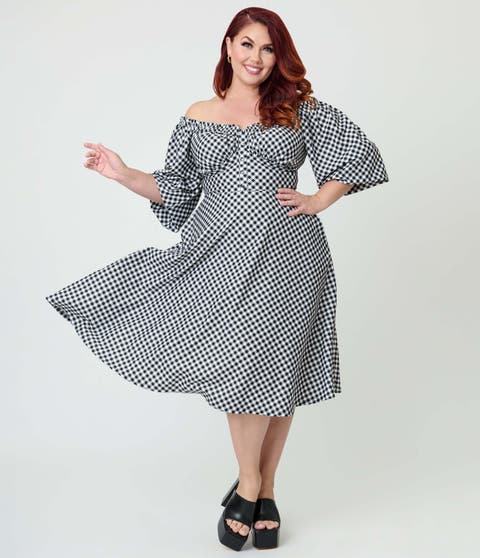 Plus Size Peasant Sleeve Swing Dress