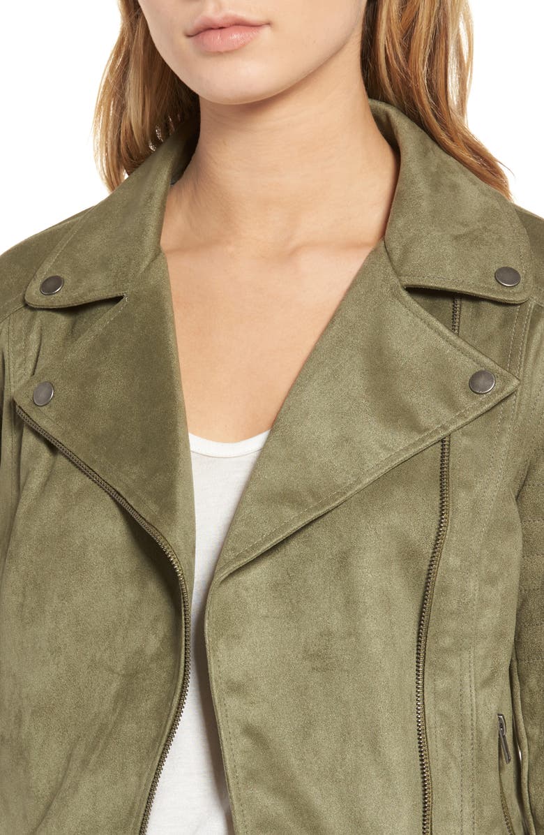 cupcakes and cashmere Faux Suede Moto Jacket, Alternate, color, 