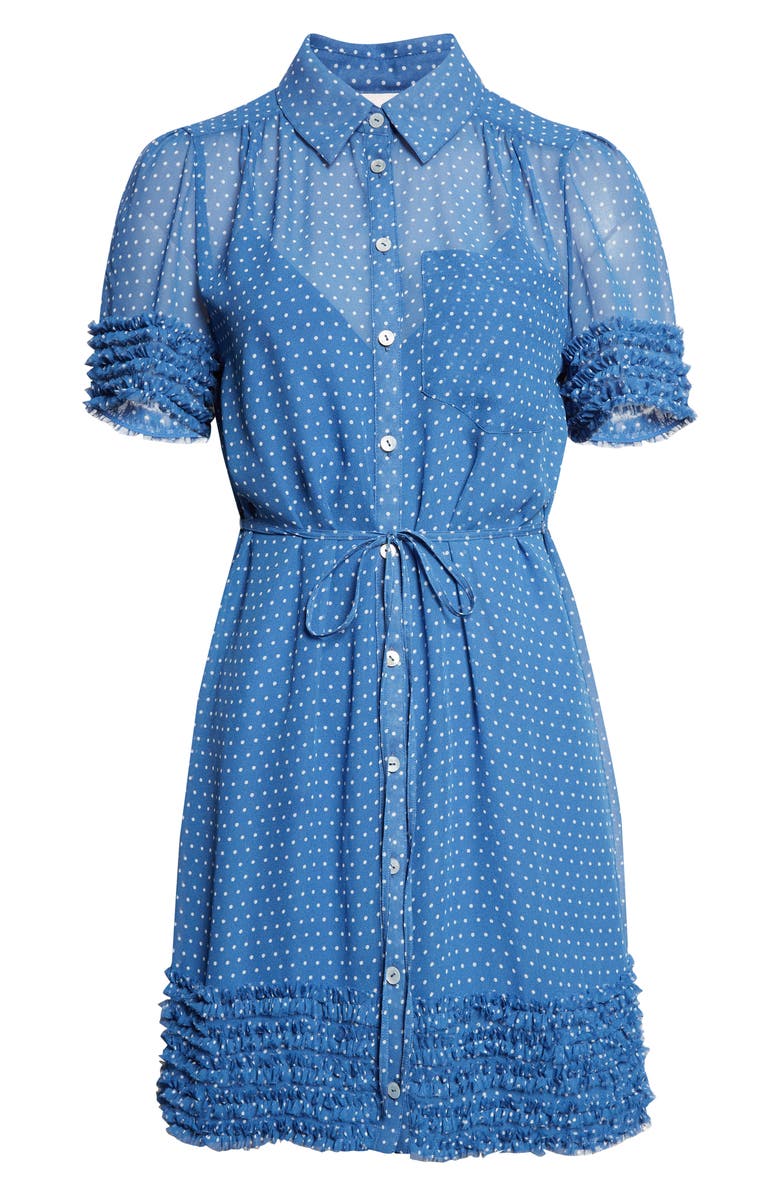 Cinq à Sept Galea Pin Dot Minidress, Alternate, color, Twilight Bay/ Ivory