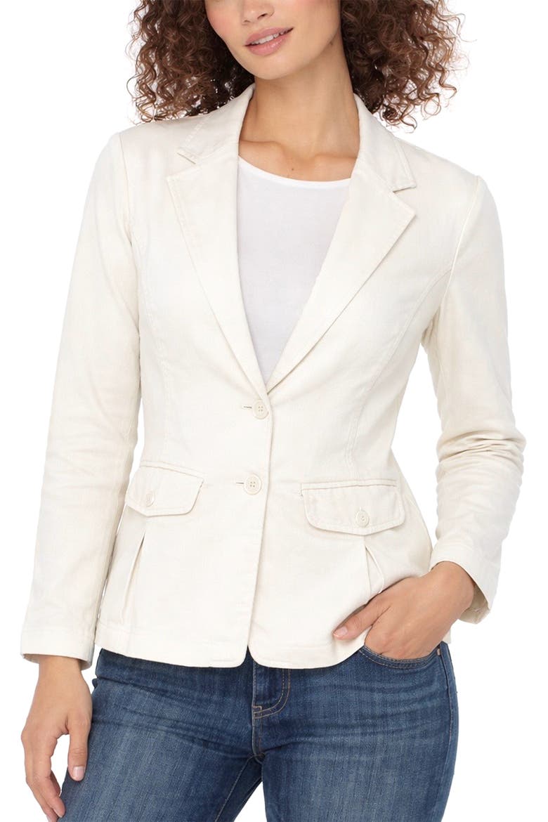 Textured Peplum Cotton Blend Blazer, Main, color, WHIPPED CREAM