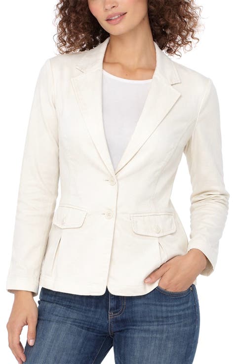 Textured Peplum Cotton Blend Blazer (Regular & Petite)