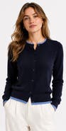 Gallery Seven Wool Blend Contrast Trim Button Cardigan