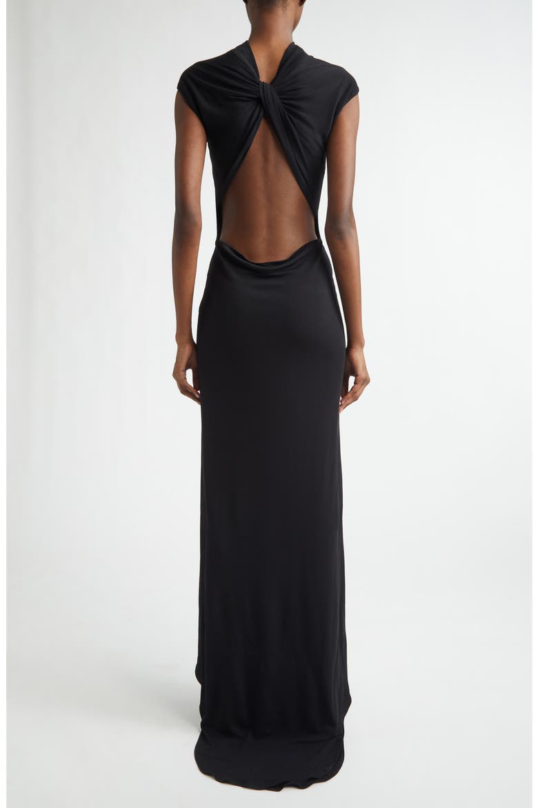 Mock Neck Sleeveless Jersey Gown, Alternate, color, BLACK