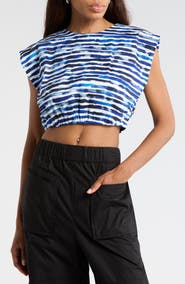 A.L.C. Billie Stripe Linen Blend Crop Top