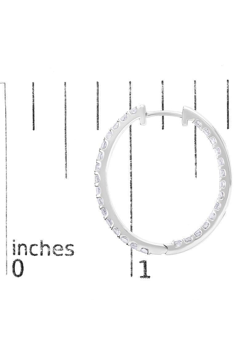 14K White Gold 3.00 Cttw Princess Diamond Inside Out Elongated Hoop Earrings, Alternate, color, White Gold
