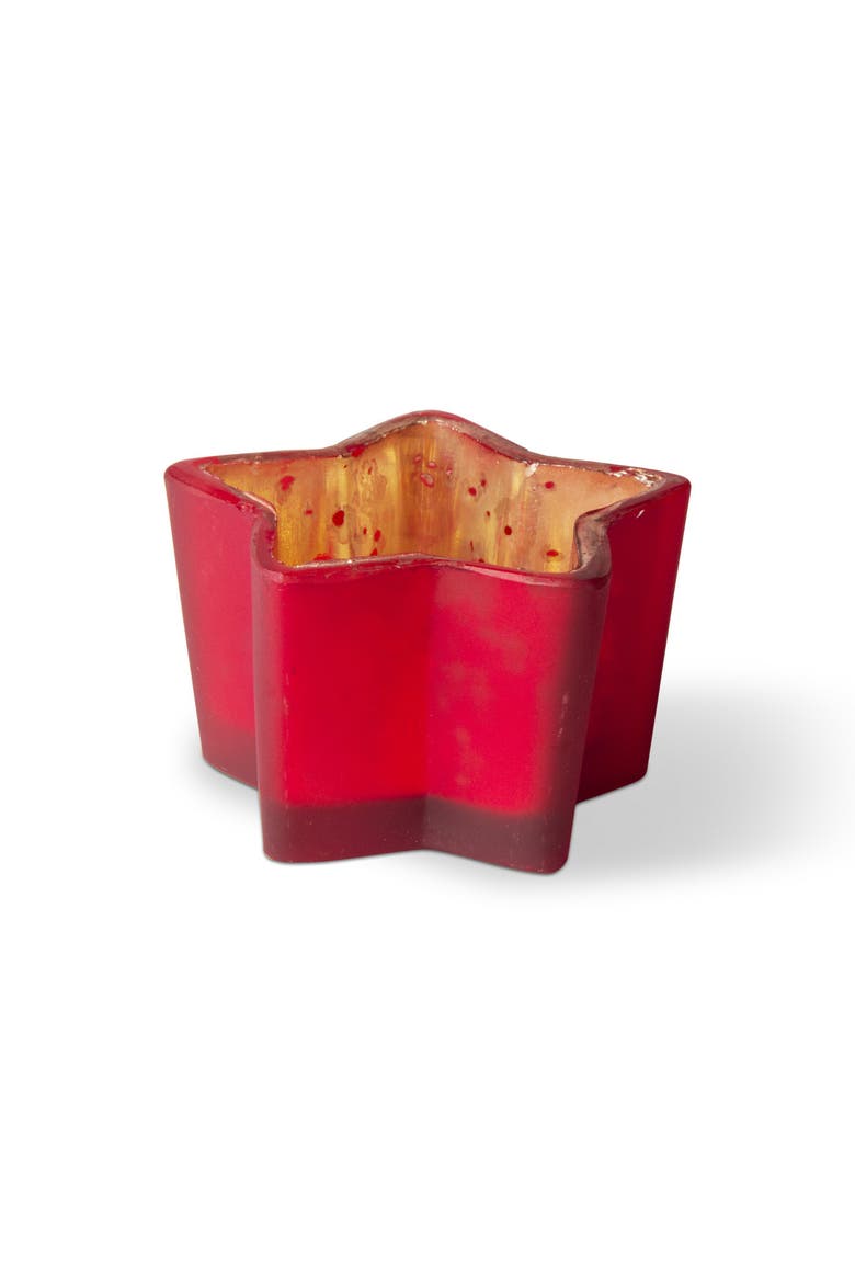 Red Star Shaped Glass Tealight Candle Holder for Christmas, Main, color, Red