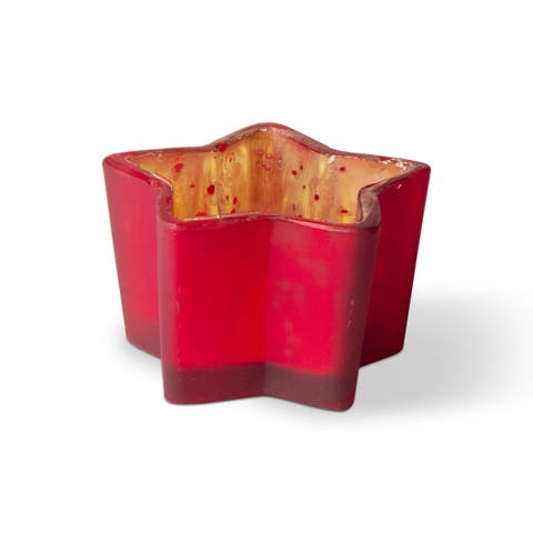 Red Star Shaped Glass Tealight Candle Holder for Christmas