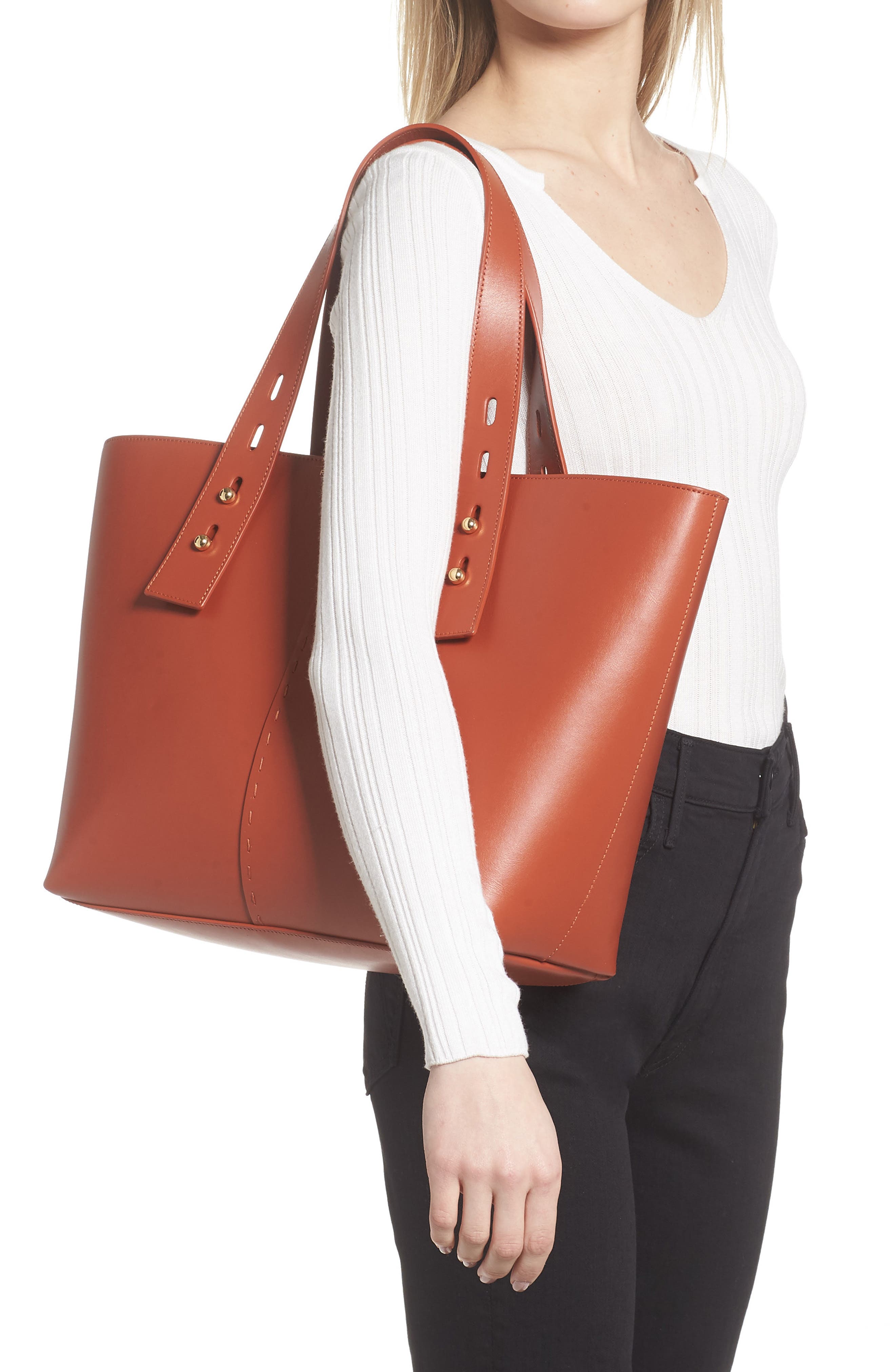 Les Second Medium Tote, Alternate, color, REDWOOD