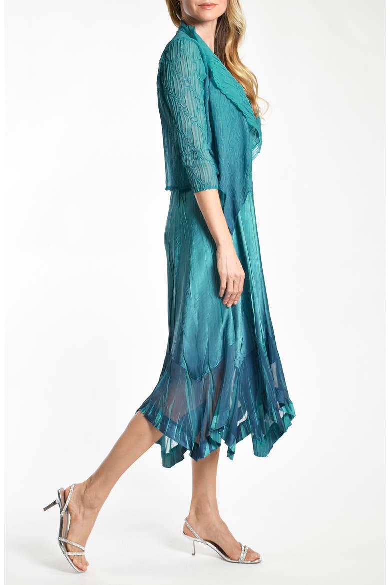 Embellished Midi Dress with Jacket, Alternate, color, MARINE GLASS BLUE OMBRE