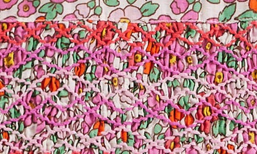Mini Boden Kids' Floral Smocked Bodice Cotton Dress In Pink Apple Blossom Floral