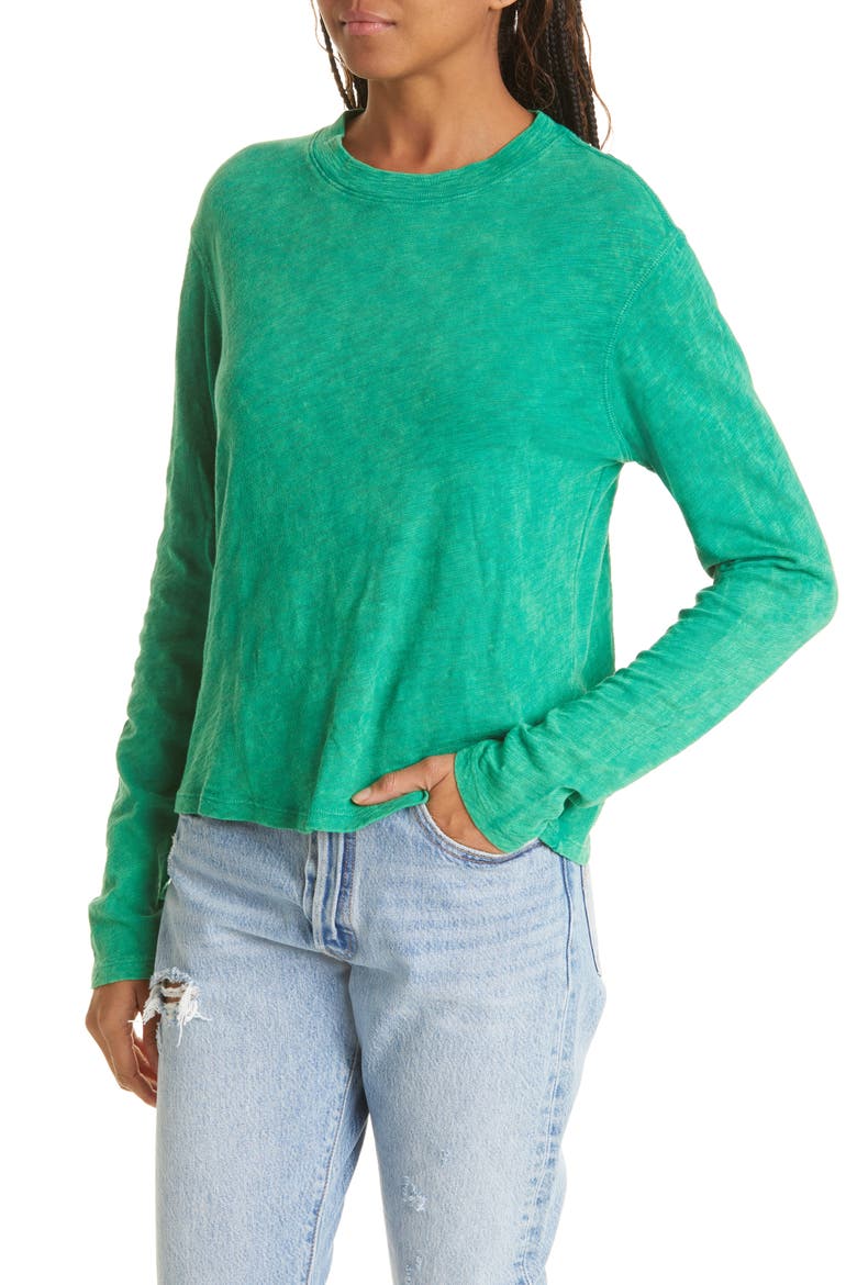 Long Sleeve Cotton Top, Alternate, color, DEEP AGAVE