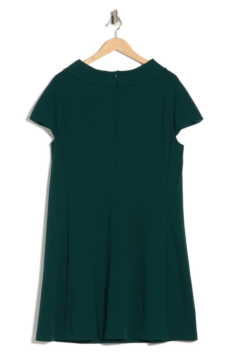 Eliza J Mock Neck Cap Sleeve A-Line Dress, Alternate, color, Hunter