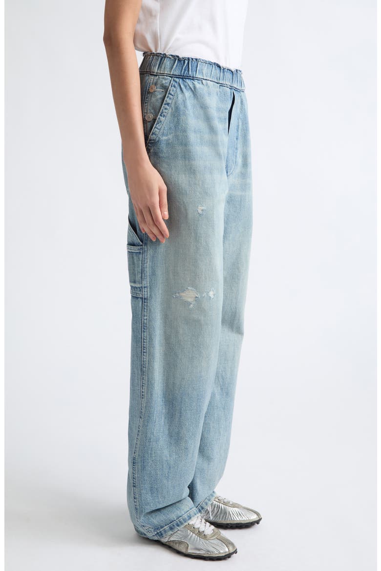 Distressed Fray Waist Wide Leg Carpenter Jeans, Alternate, color, BLUE