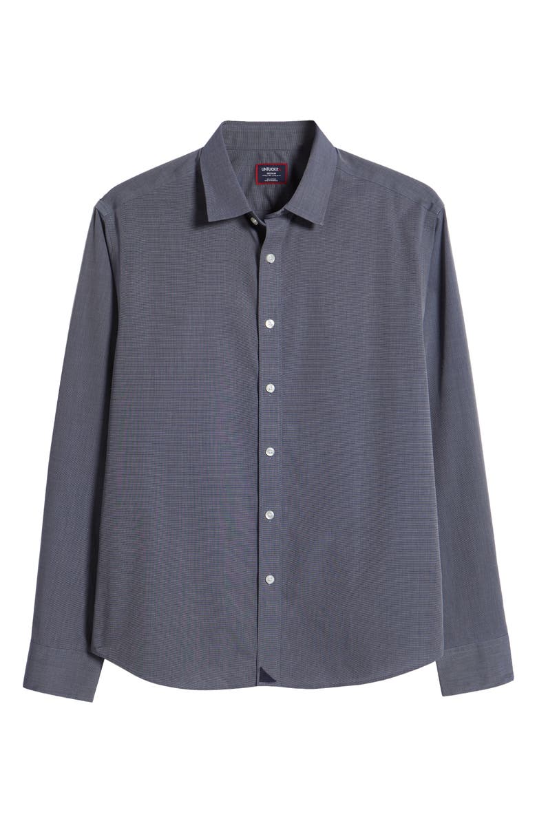 UNTUCKit Orville Blue Mélange Wrinkle Free Cotton Button-Up Shirt, Alternate, color, Blue