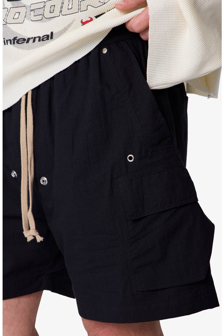 Mesh Mud Cotton Cargo Shorts, Alternate, color, BLACK