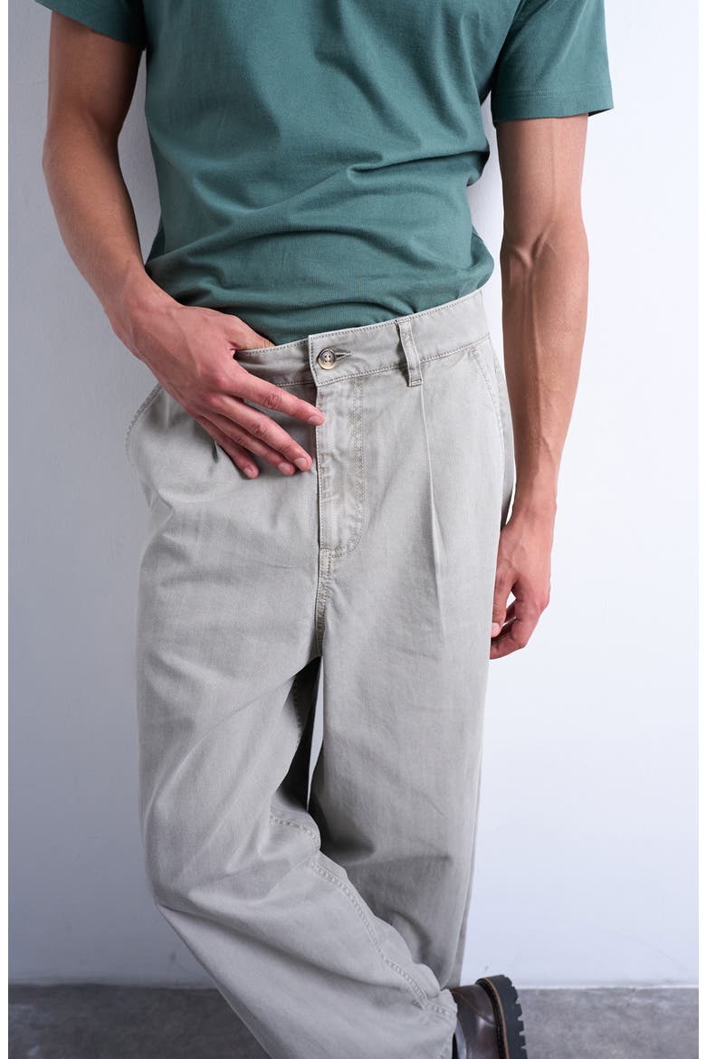 Herringbone Pleated Barrel Pants, Alternate, color, STONE