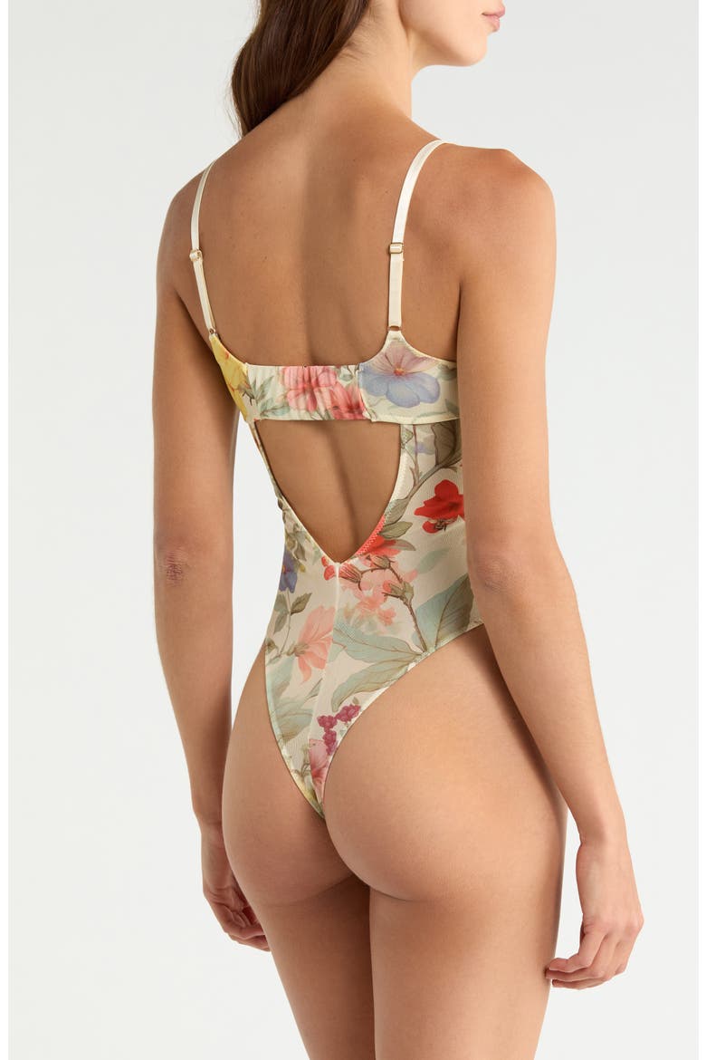 Underwire Mesh Bodysuit, Alternate, color, HONEYBEE
