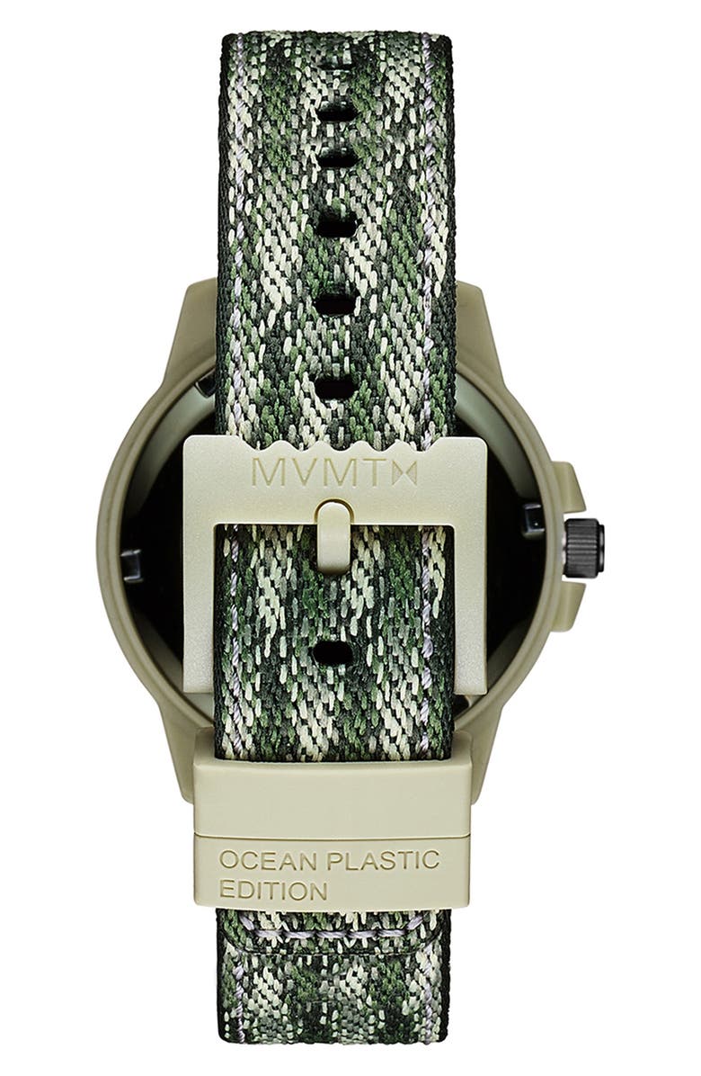 MVMT WATCHES Minimal Sport Ocean Plastic Strap Watch, 38mm, Alternate, color, Atlantic Green