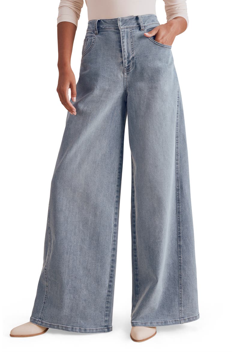 x Cellajaneblog Wide Leg Jeans, Main, color, INDIGO BLUE