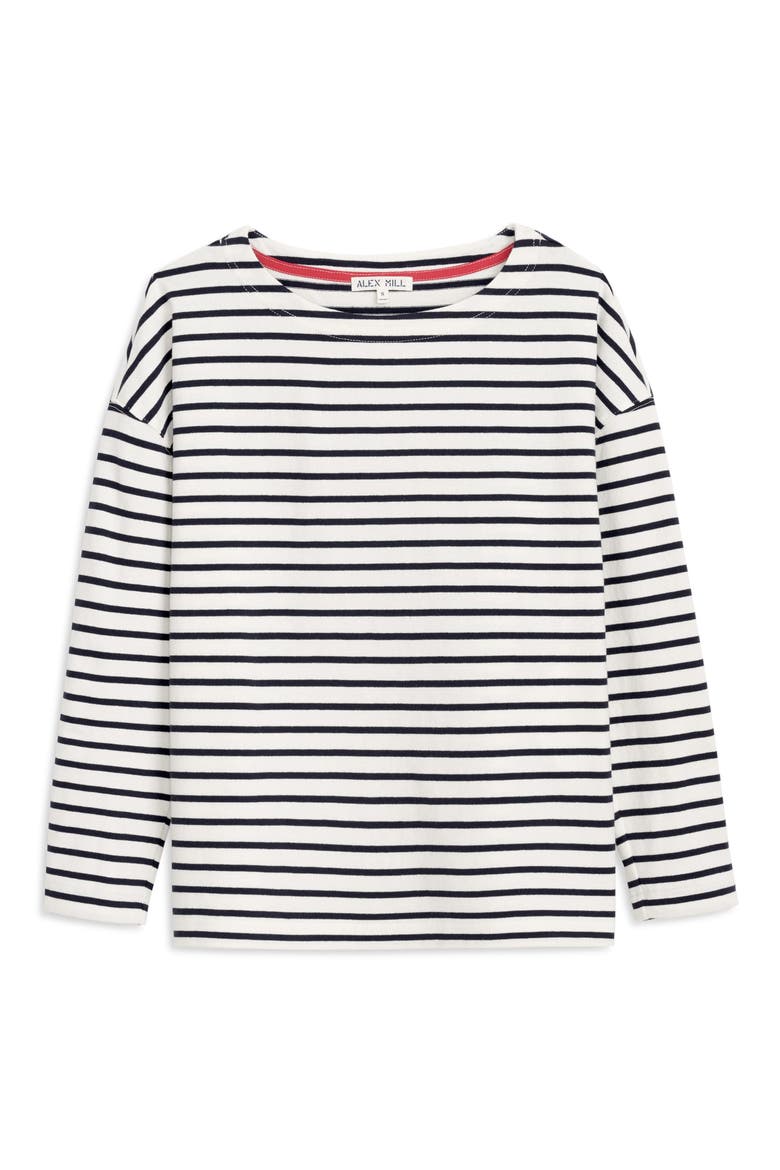 Avignon Stripe Boat Neck Top, Alternate, color, IVORY/ NAVY