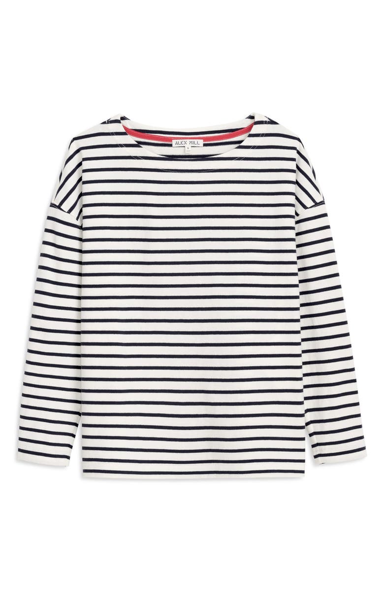 Alex Mill Avignon Stripe Boat Neck Top, Alternate, color, Ivory/ Navy
