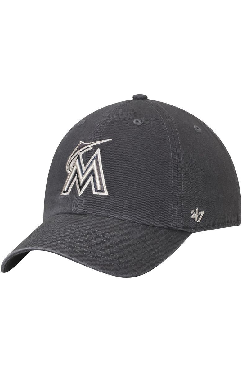 '47 Men's '47 Gray Miami Marlins Vintage Clean Up Adjustable Hat, Main, color,