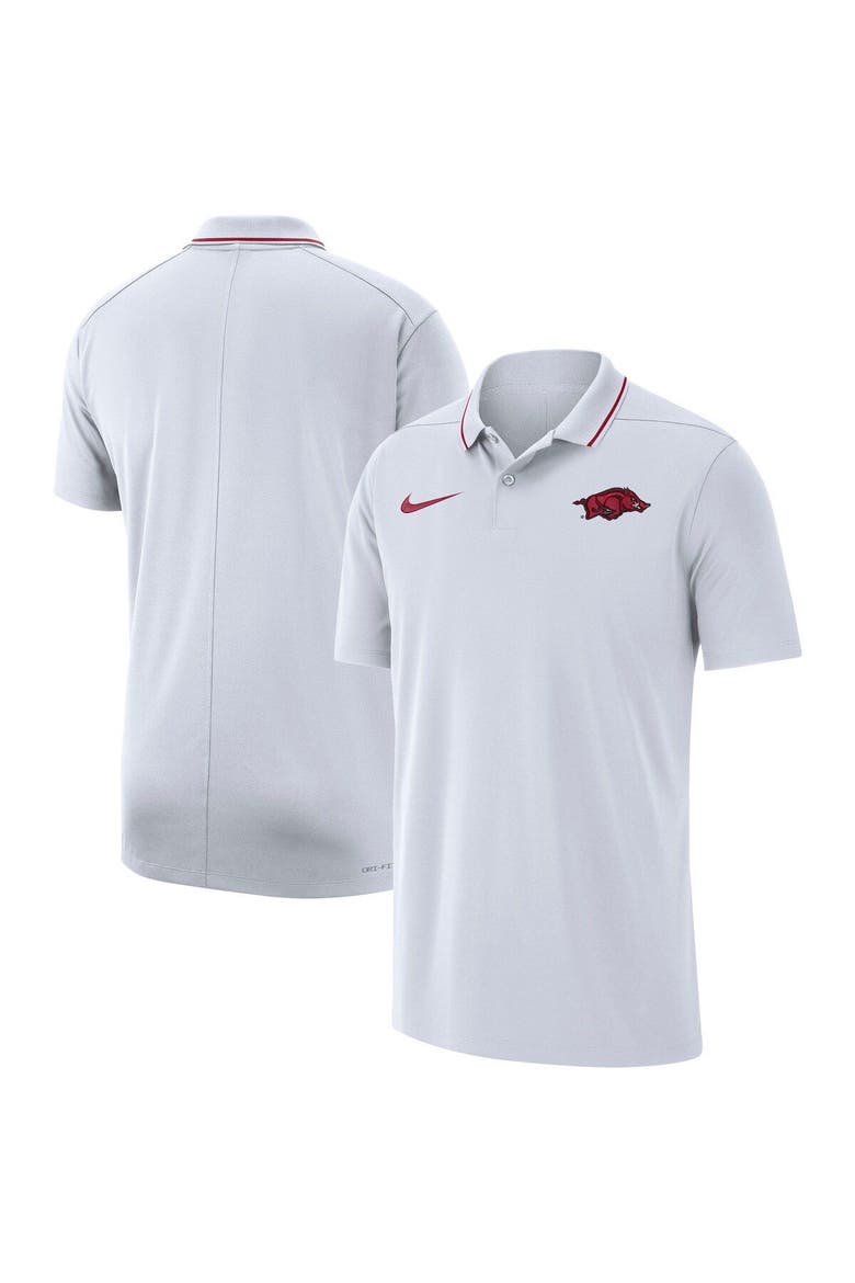Men's Nike White Arkansas Razorbacks 2023 Coaches Performance Polo, Main, color, White
