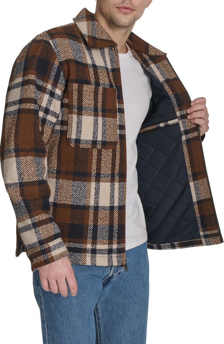 Levi's<sup>®</sup> Zip Front Plaid Shacket, Alternate, color, Caramel Multi