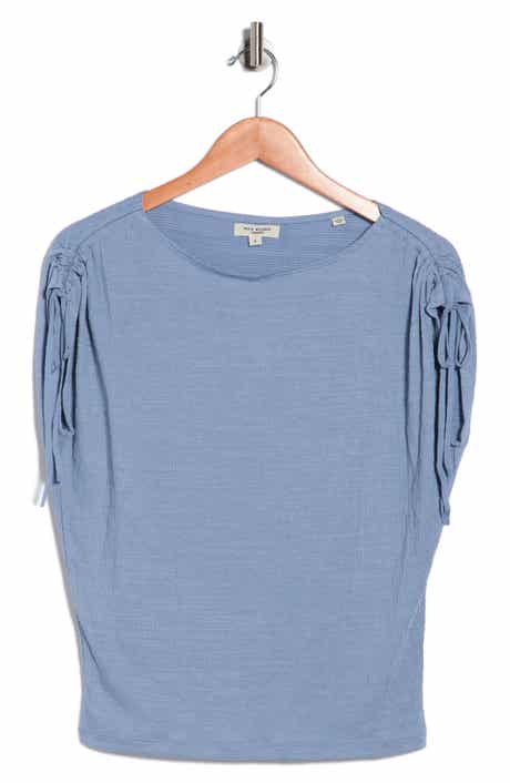 MAX STUDIO Ruched Shoulder Textured Knit Top